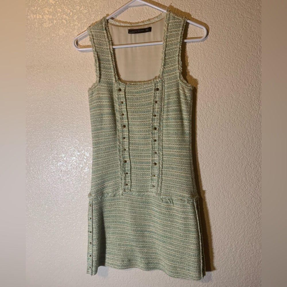 Stunning blue/teal tweed Zara dress